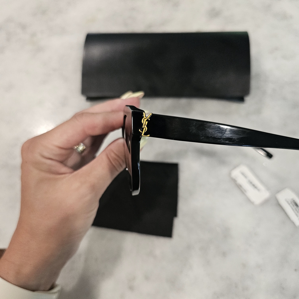 Saint Laurent Black Sunglasses with Gold Accent Cat Eye